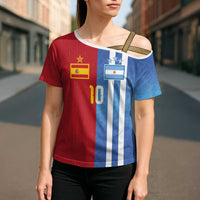 Custom Argentina and Spain Football Mashup Cross Shoulder Shirt Final 2026