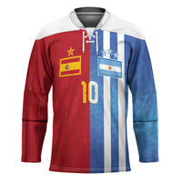 Custom Argentina and Spain Football Mashup Hockey Jersey Final 2026