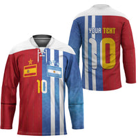 Custom Argentina and Spain Football Mashup Hockey Jersey Final 2026