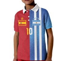 Custom Argentina and Spain Football Mashup Kid Polo Shirt Final 2026