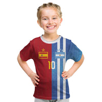 Custom Argentina and Spain Football Mashup Kid T Shirt Final 2026