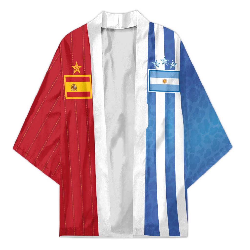 Custom Argentina and Spain Football Mashup Kimono Final 2026