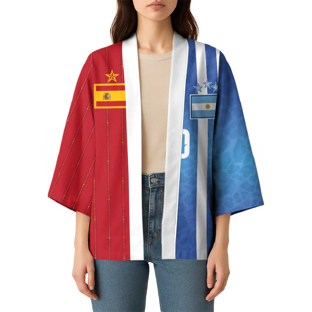 Custom Argentina and Spain Football Mashup Kimono Final 2026