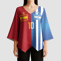Custom Argentina and Spain Football Mashup Kimono Sleeve Blouse Final 2026