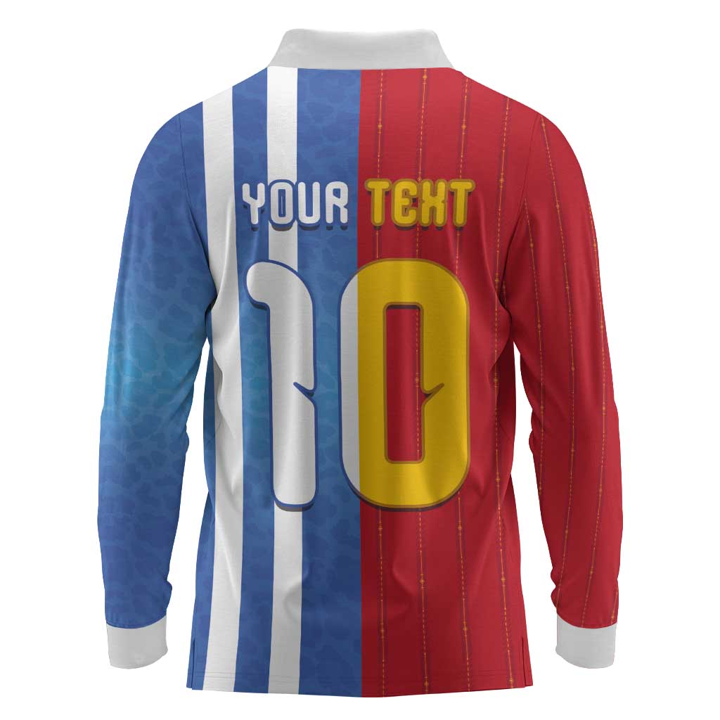 Custom Argentina and Spain Football Mashup Long Sleeve Polo Shirt Final 2026