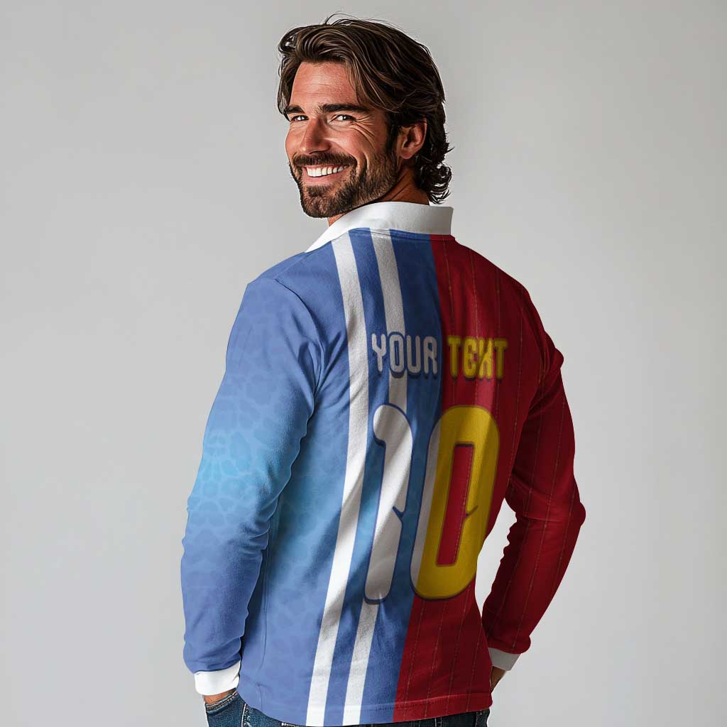 Custom Argentina and Spain Football Mashup Long Sleeve Polo Shirt Final 2026