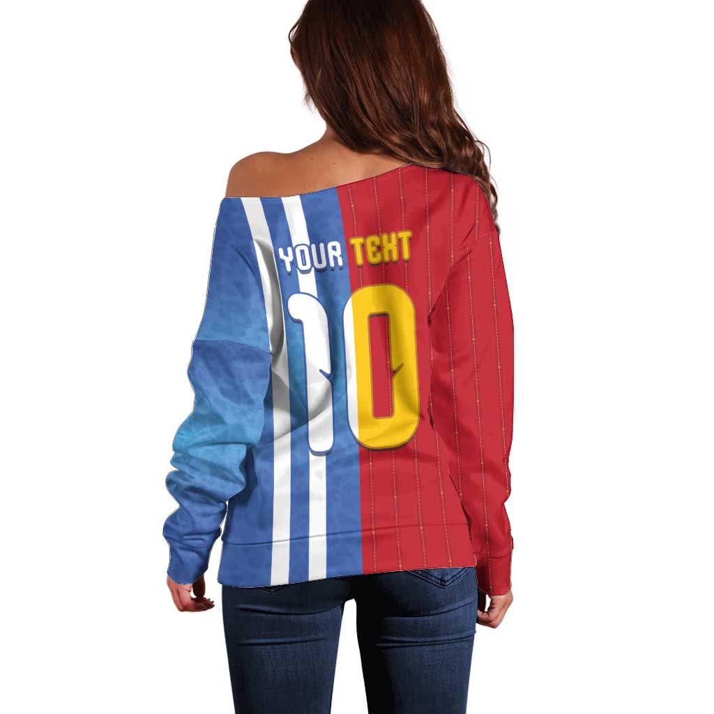 Custom Argentina and Spain Football Mashup Off Shoulder Sweater Final 2026