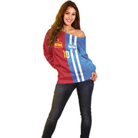 Custom Argentina and Spain Football Mashup Off Shoulder Sweater Final 2026