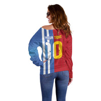 Custom Argentina and Spain Football Mashup Off Shoulder Sweater Final 2026