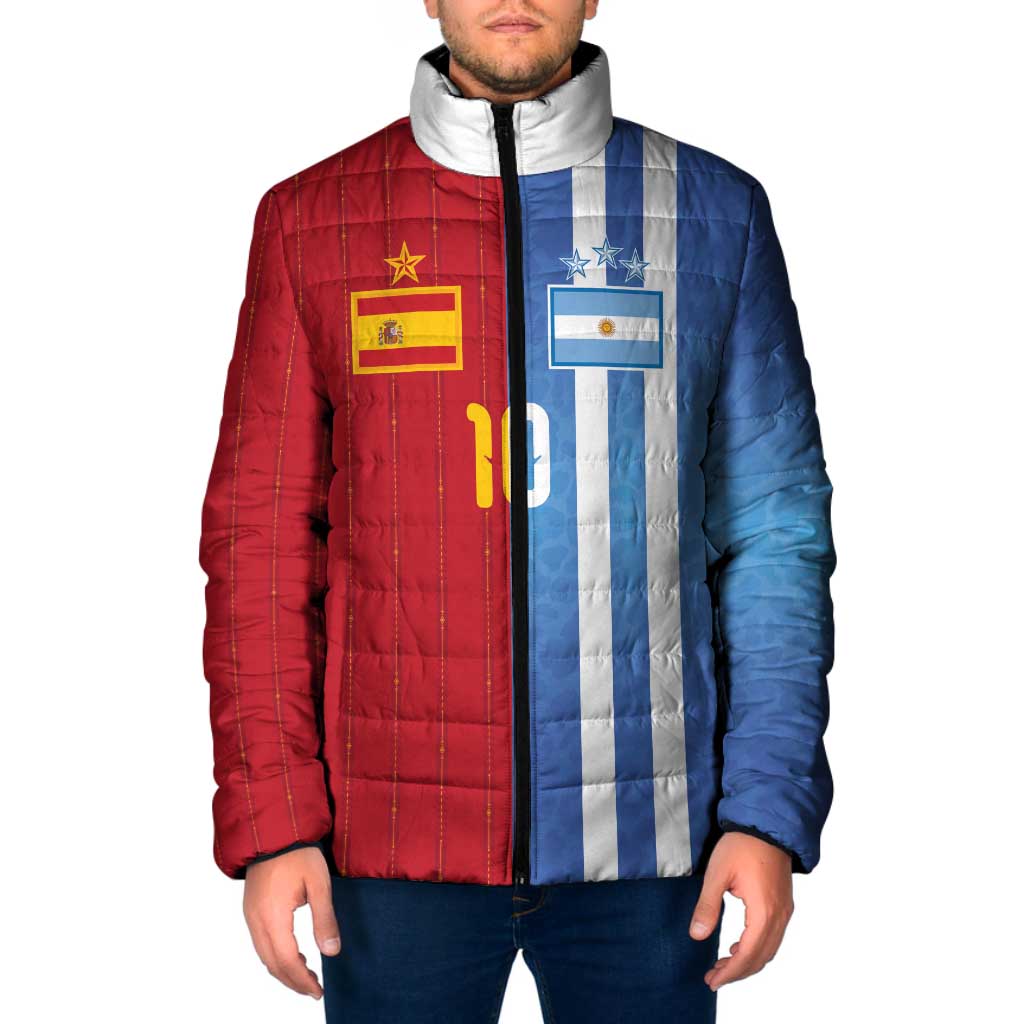 Custom Argentina and Spain Football Mashup Padded Jacket Final 2026