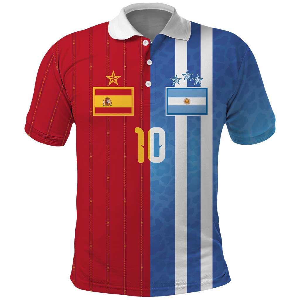 Custom Argentina and Spain Football Mashup Polo Shirt Final 2026