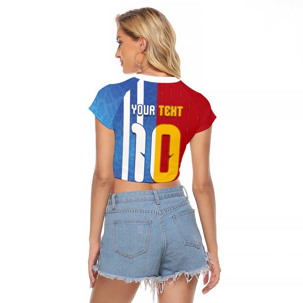 Custom Argentina and Spain Football Mashup Raglan Cropped T Shirt Final 2026