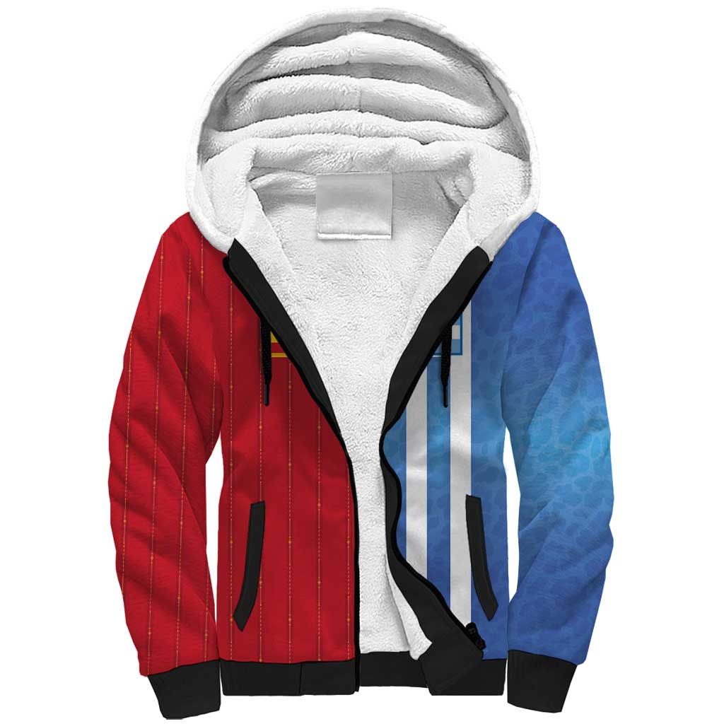 Custom Argentina and Spain Football Mashup Sherpa Hoodie Final 2026
