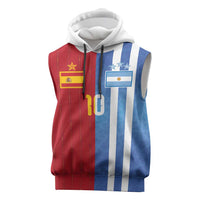 Custom Argentina and Spain Football Mashup Sleeveless Hoodie Final 2026