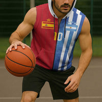 Custom Argentina and Spain Football Mashup Sleeveless Zip Hoodie Final 2026