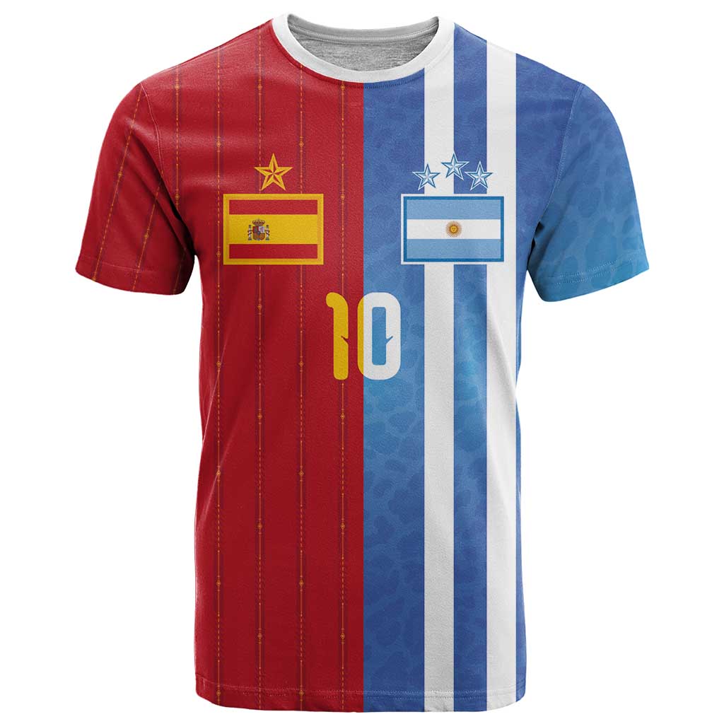 Custom Argentina and Spain Football Mashup T Shirt Final 2026