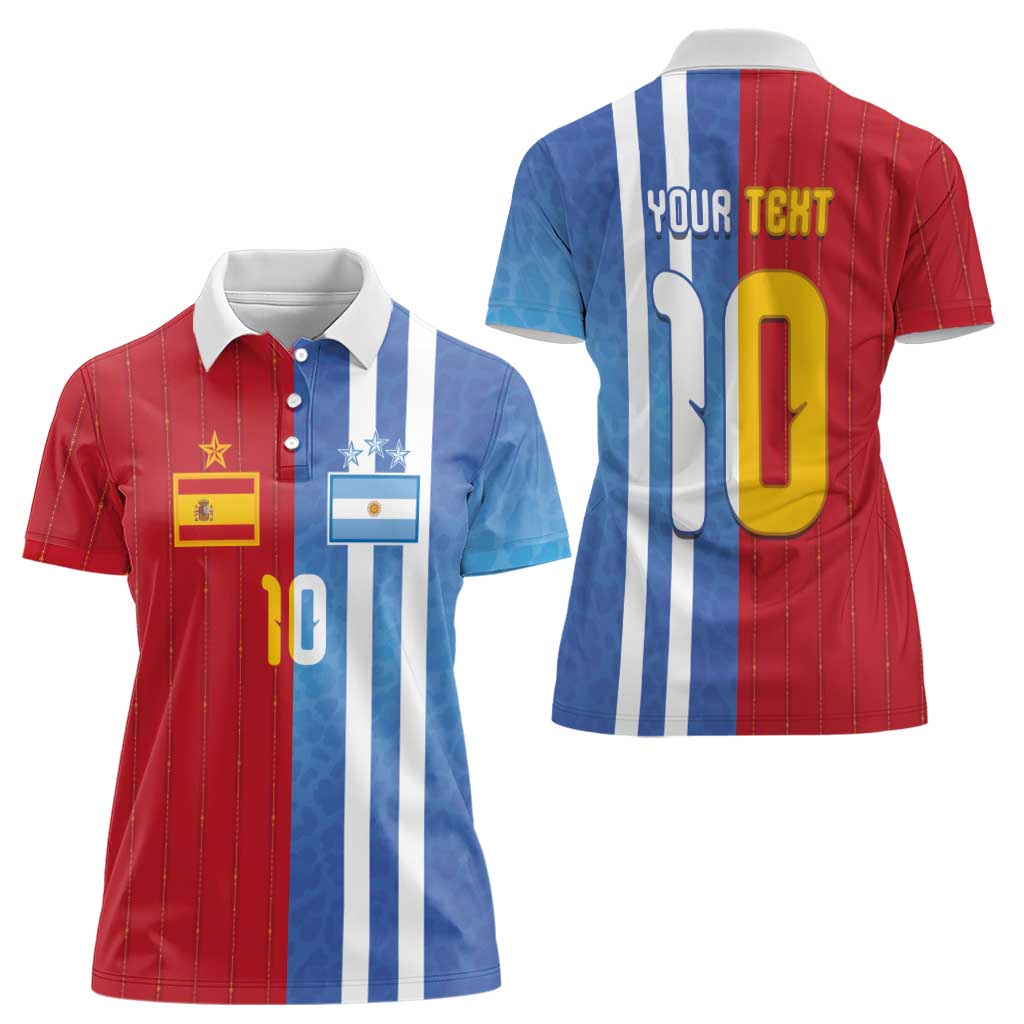 Custom Argentina and Spain Football Mashup Women Polo Shirt Final 2026