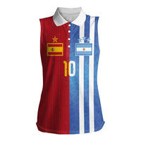 Custom Argentina and Spain Football Mashup Women Sleeveless Polo Shirt Final 2026