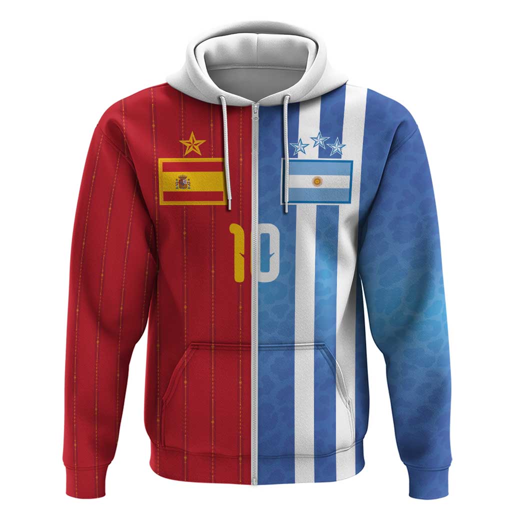 Custom Argentina and Spain Football Mashup Zip Hoodie Final 2026