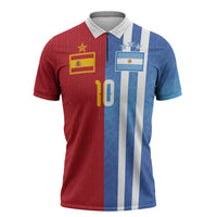 Custom Argentina and Spain Football Mashup Zipper Polo Shirt Final 2026
