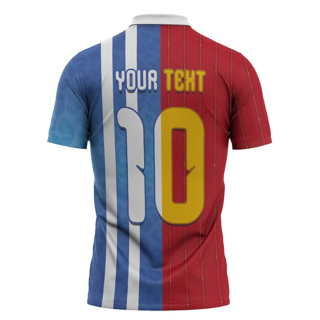 Custom Argentina and Spain Football Mashup Zipper Polo Shirt Final 2026