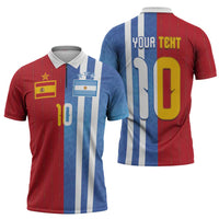 Custom Argentina and Spain Football Mashup Zipper Polo Shirt Final 2026