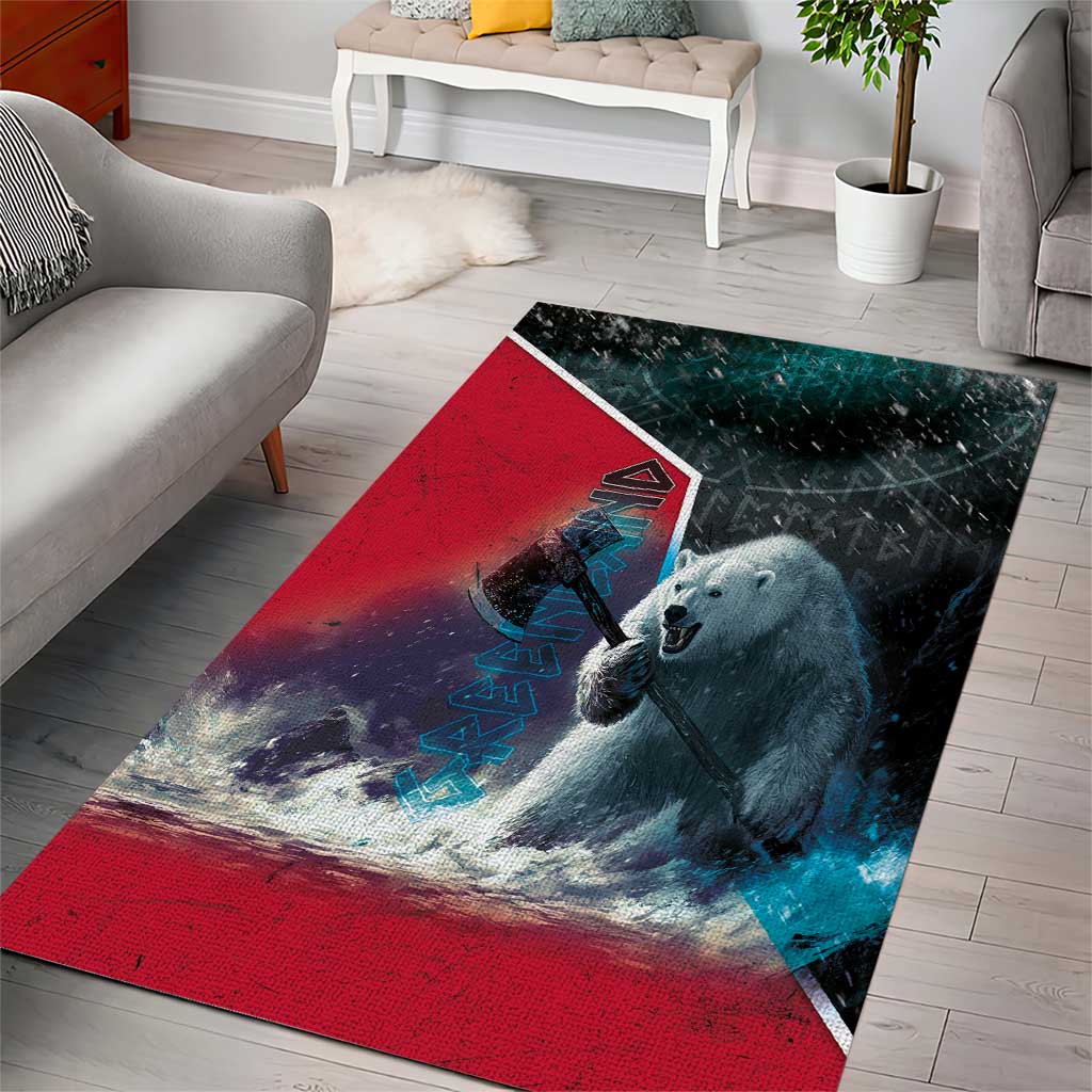Greenland Area Rug Polar Bear Warrior Fight for Kalaallit Nunaat