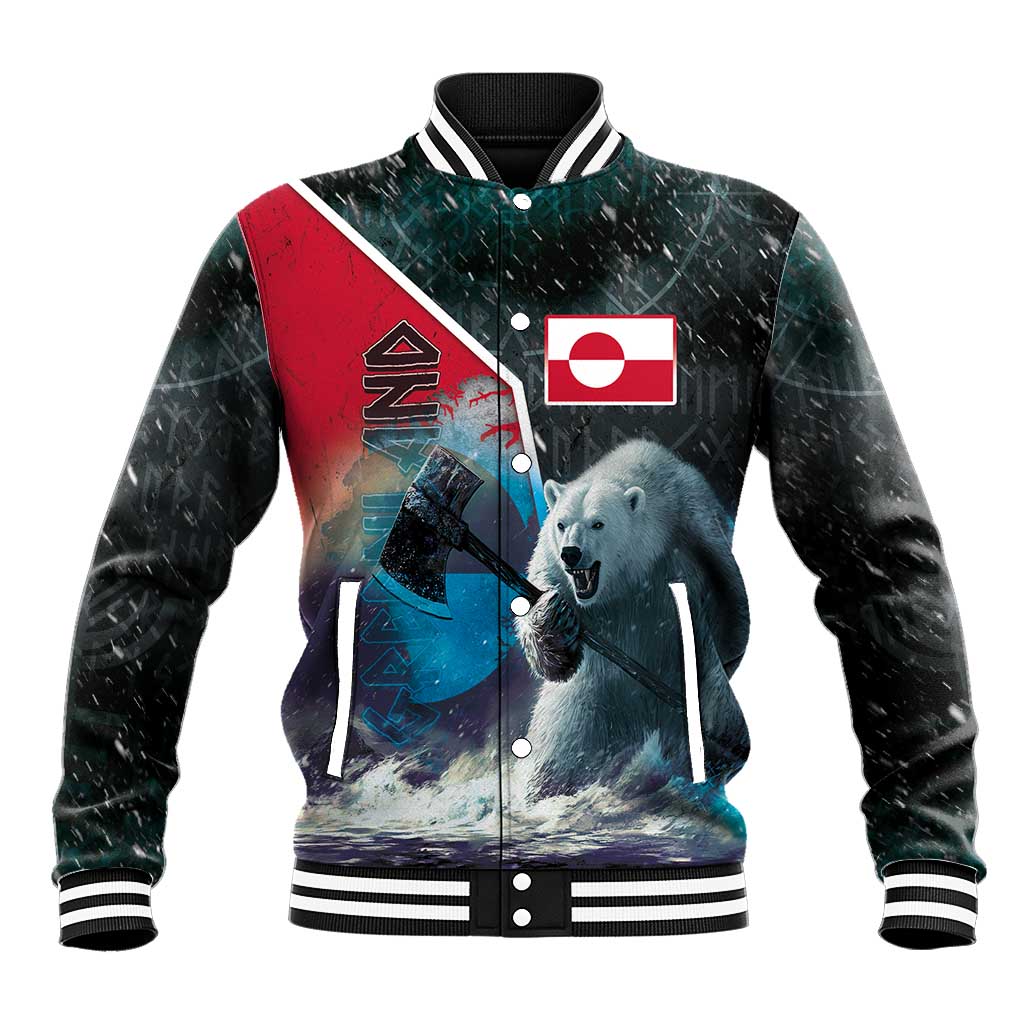 Personalized Greenland Baseball Jacket Polar Bear Warrior Fight for Kalaallit Nunaat