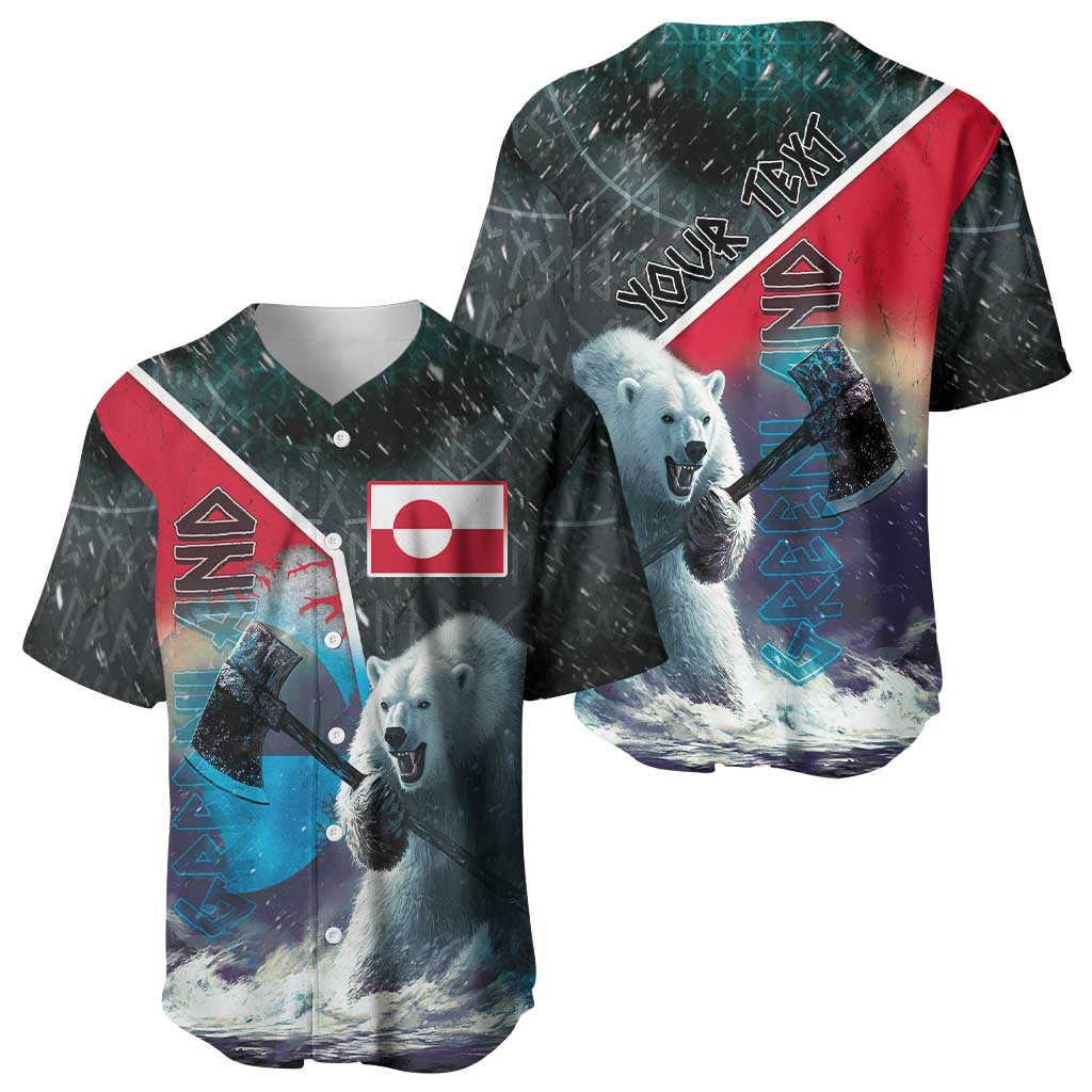 Personalized Greenland Baseball Jersey Polar Bear Warrior Fight for Kalaallit Nunaat