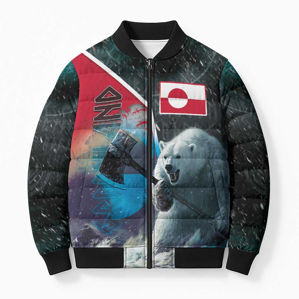 Personalized Greenland Bomber Puffer Jacket Polar Bear Warrior Fight for Kalaallit Nunaat