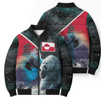 Personalized Greenland Bomber Puffer Jacket Polar Bear Warrior Fight for Kalaallit Nunaat