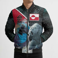 Personalized Greenland Bomber Puffer Jacket Polar Bear Warrior Fight for Kalaallit Nunaat