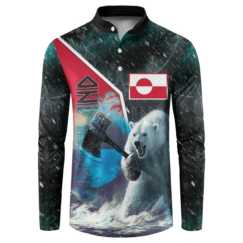 Personalized Greenland Button Sweatshirt Polar Bear Warrior Fight for Kalaallit Nunaat