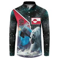 Personalized Greenland Button Sweatshirt Polar Bear Warrior Fight for Kalaallit Nunaat