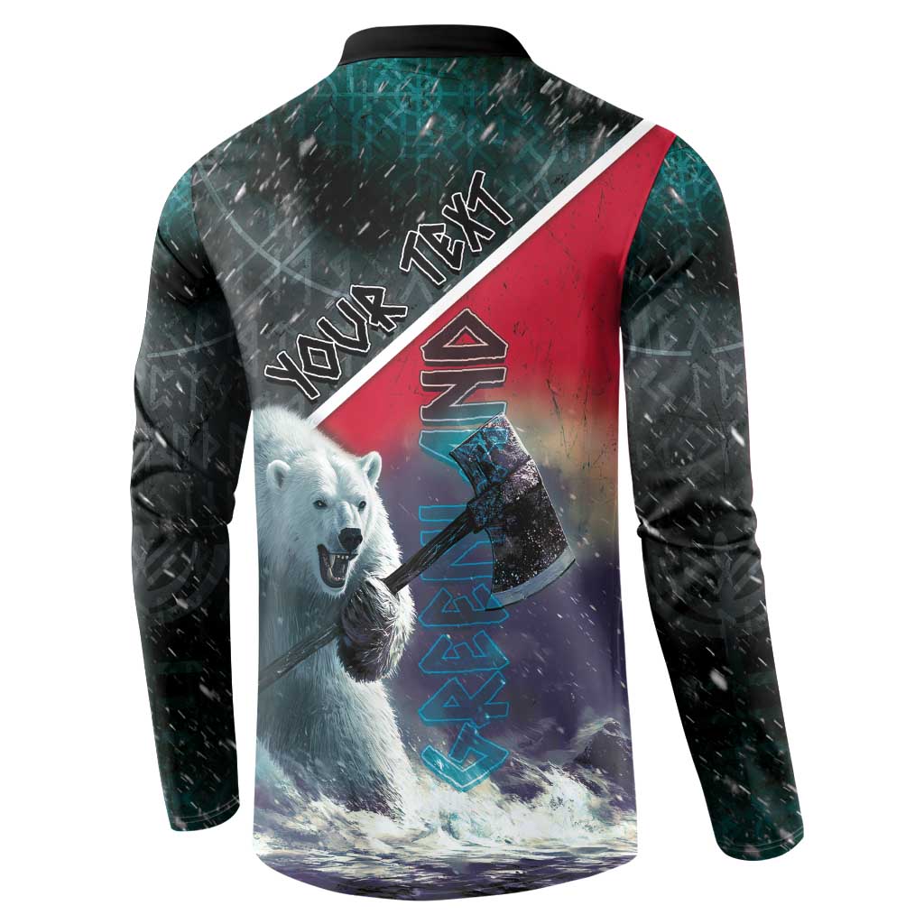 Personalized Greenland Button Sweatshirt Polar Bear Warrior Fight for Kalaallit Nunaat