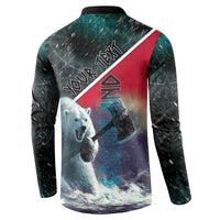 Personalized Greenland Button Sweatshirt Polar Bear Warrior Fight for Kalaallit Nunaat