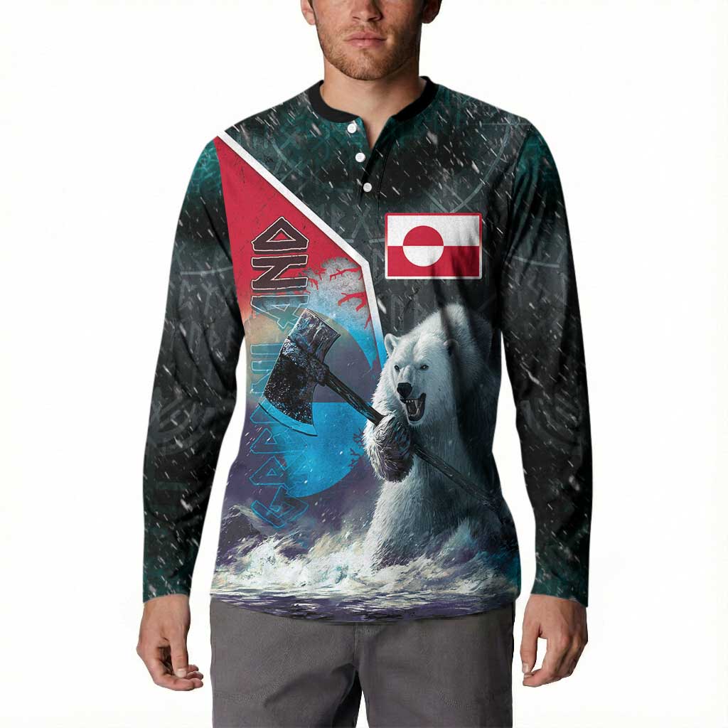 Personalized Greenland Button Sweatshirt Polar Bear Warrior Fight for Kalaallit Nunaat