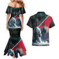 Personalized Greenland Couples Matching Mermaid Dress and Hawaiian Shirt Polar Bear Warrior Fight for Kalaallit Nunaat
