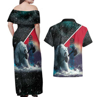 Personalized Greenland Couples Matching Off Shoulder Maxi Dress and Hawaiian Shirt Polar Bear Warrior Fight for Kalaallit Nunaat