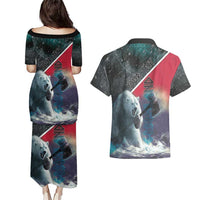 Personalized Greenland Couples Matching Puletasi and Hawaiian Shirt Polar Bear Warrior Fight for Kalaallit Nunaat