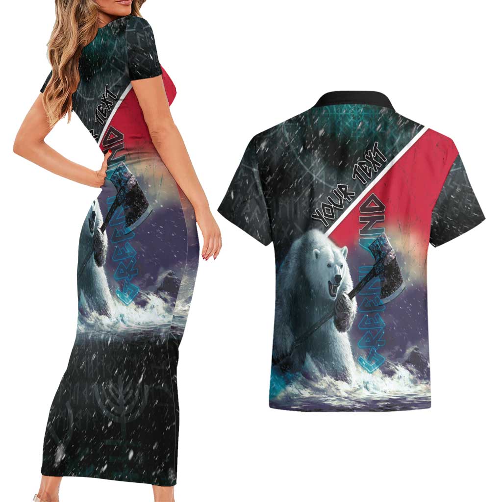 Personalized Greenland Couples Matching Short Sleeve Bodycon Dress and Hawaiian Shirt Polar Bear Warrior Fight for Kalaallit Nunaat