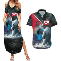 Personalized Greenland Couples Matching Summer Maxi Dress and Hawaiian Shirt Polar Bear Warrior Fight for Kalaallit Nunaat