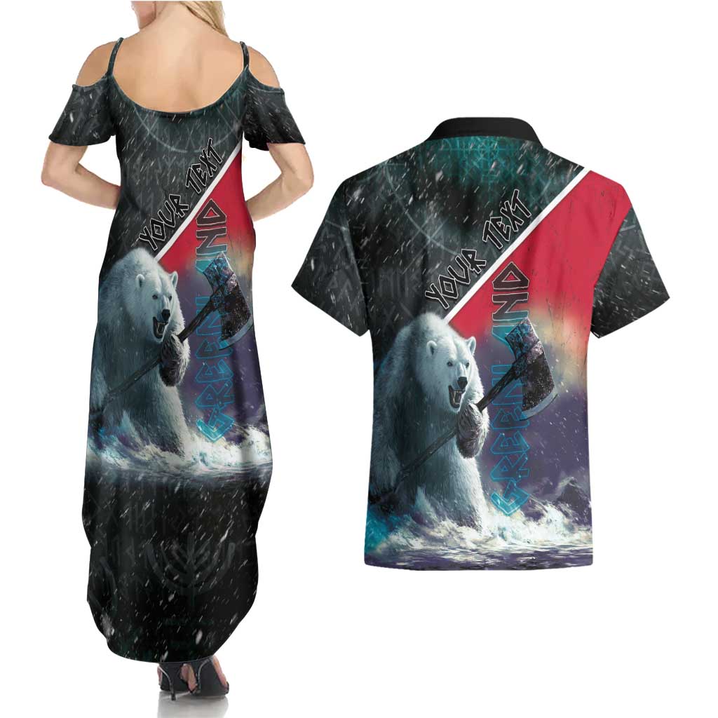 Personalized Greenland Couples Matching Summer Maxi Dress and Hawaiian Shirt Polar Bear Warrior Fight for Kalaallit Nunaat