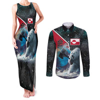 Personalized Greenland Couples Matching Tank Maxi Dress and Long Sleeve Button Shirt Polar Bear Warrior Fight for Kalaallit Nunaat