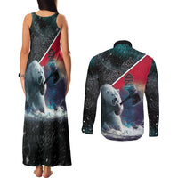 Personalized Greenland Couples Matching Tank Maxi Dress and Long Sleeve Button Shirt Polar Bear Warrior Fight for Kalaallit Nunaat