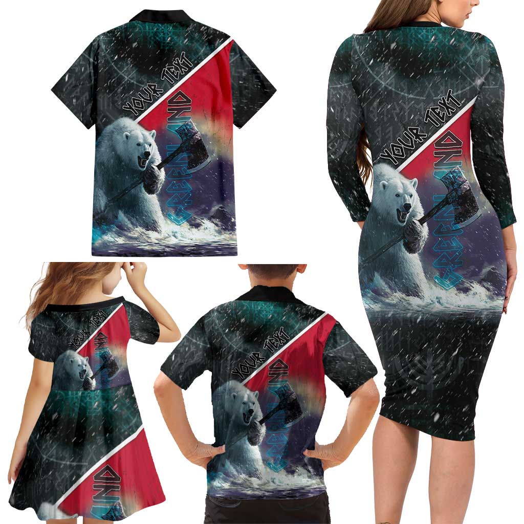 Personalized Greenland Family Matching Long Sleeve Bodycon Dress and Hawaiian Shirt Polar Bear Warrior Fight for Kalaallit Nunaat