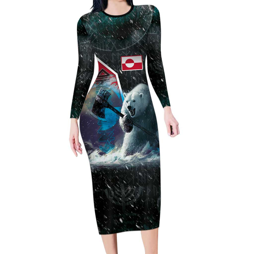 Personalized Greenland Family Matching Long Sleeve Bodycon Dress and Hawaiian Shirt Polar Bear Warrior Fight for Kalaallit Nunaat