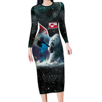 Personalized Greenland Family Matching Long Sleeve Bodycon Dress and Hawaiian Shirt Polar Bear Warrior Fight for Kalaallit Nunaat