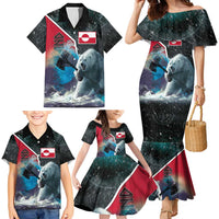Personalized Greenland Family Matching Mermaid Dress and Hawaiian Shirt Polar Bear Warrior Fight for Kalaallit Nunaat