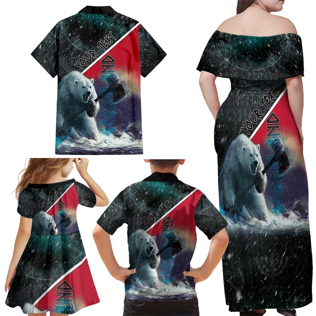 Personalized Greenland Family Matching Off Shoulder Maxi Dress and Hawaiian Shirt Polar Bear Warrior Fight for Kalaallit Nunaat